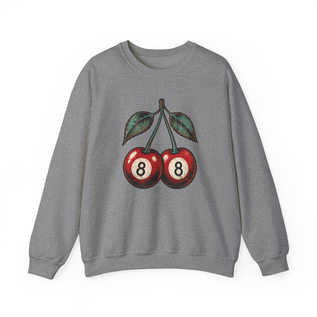 Cherry 8-Ball Sweatshirt — Retro Tattoo Cherry Graphic Crewneck