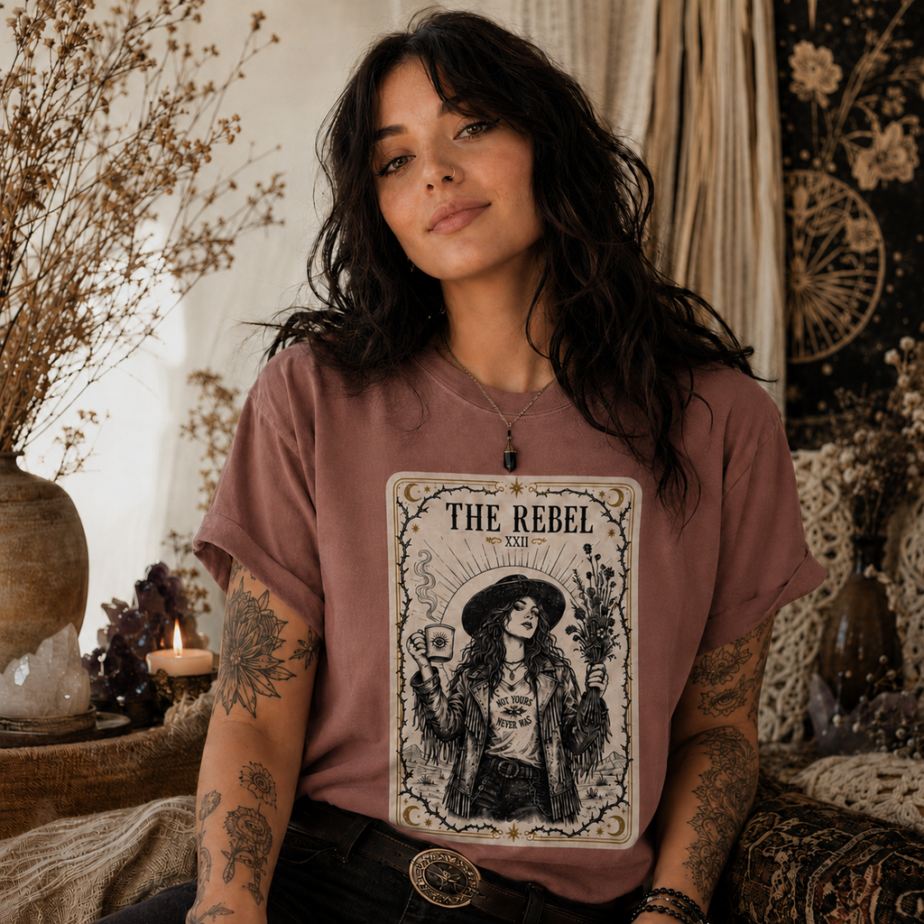 The Rebel Tarot Girl T-Shirt | Witchy Boho Illustration